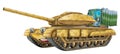 Cartoon happy and funny heavy military tank isolated