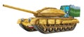 cartoon happy and funny heavy military tank isolated