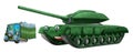 cartoon happy and funny heavy military tank isolated