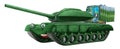 cartoon happy and funny heavy military tank isolated