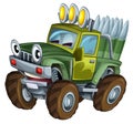 Cartoon funny off road military truck car with bullets ammo