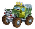 Cartoon funny off road military truck car with bullets ammo