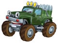 Cartoon funny off road military truck car with bullets ammo