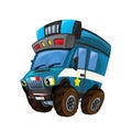 Cartoon happy and funny off road police car looking like monster truck smiling vehicle Royalty Free Stock Photo