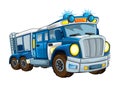 Cartoon happy and funny police truck on white background smiling vehicle Royalty Free Stock Photo