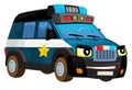 Cartoon happy and funny smiling police truck - isolated illustration for children Royalty Free Stock Photo