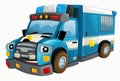 Cartoon happy and funny smiling police truck - isolated illustration Royalty Free Stock Photo
