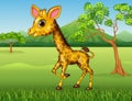 Cartoon Happy giraffe in the jungle