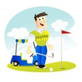 Cartoon Happy Golfer Ready to Putt Royalty Free Stock Photo