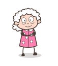 Cartoon Happy Granny Watching Shockingly Vector Illustration