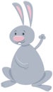 Cartoon happy gray rabbit or bunny animal character