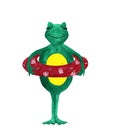 Cartoon happy green frog dreaming about weekend