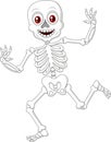 Cartoon happy Halloween skeleton dancing Royalty Free Stock Photo