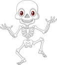 Cartoon happy Halloween skeleton dancing Royalty Free Stock Photo