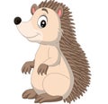 Cartoon happy hedgehog standing on white background