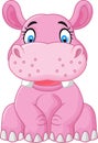 Cartoon happy hippo sitting