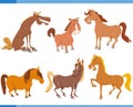 cartoon happy horses farm animal characters set Royalty Free Stock Photo