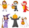 Cartoon happy kids with Halloween costume Royalty Free Stock Photo