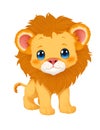 Cartoon happy lion isolated on white background. Cute cartoon lion illustration set Royalty Free Stock Photo