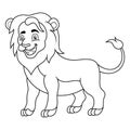 cartoon happy lion line art