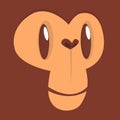 Cartoon happy monkey face avatar. Vector illustration of smiling monkey avatar character.