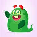 Cartoon happy monster alien. Vector illustration.