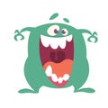 Cartoon Happy Monster With Big Mouth Laughing