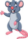 Cartoon happy mouse waving