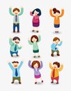Cartoon happy office workers icon Royalty Free Stock Photo