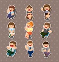 Cartoon happy office workers stickers Royalty Free Stock Photo