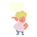 cartoon happy overweight lady with speech bubble