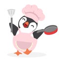 Cartoon Happy penguin chef with cook hat