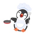 Cartoon Happy penguin chef with cook hat Royalty Free Stock Photo