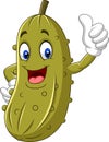 Cartoon happy pickle giving a thumb up