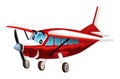 Cartoon happy plane machine on white background - illustration