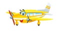 Cartoon happy plane machine on white background - illustration