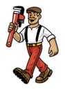 Cartoon happy plumber worker mascot Royalty Free Stock Photo