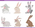 cartoon happy rabbits farm animal characters set Royalty Free Stock Photo