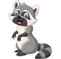 Cartoon happy raccoon on white background