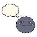 cartoon happy rain cloud with thought bubble