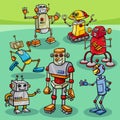 cartoon happy robots and droids characters group