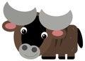 Cartoon happy safari animal cheerful gnu isolated illustration for children