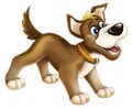 cartoon happy scene with chherful animal dog on white background illustration for children Royalty Free Stock Photo