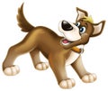 cartoon happy scene with chherful animal dog on white background illustration for children Royalty Free Stock Photo