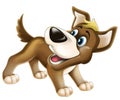 cartoon happy scene with chherful animal dog on white background illustration for children Royalty Free Stock Photo