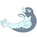 Cartoon happy seal aquatic animal