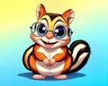 Cartoon happy smiling comic friendly squirrel chipmunk big eyes glasses Royalty Free Stock Photo