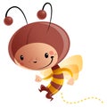 Cartoon happy smiling kid wearing funny carnival bee costume Royalty Free Stock Photo