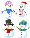 Cartoon happy snowman collection set Royalty Free Stock Photo
