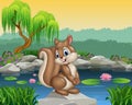 Cartoon happy squirrel posing Royalty Free Stock Photo